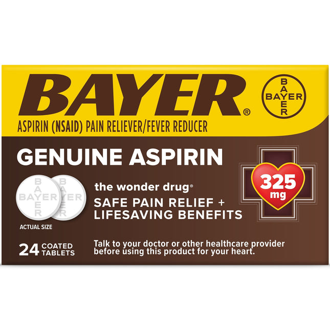 Bayer Aspirin Pain Reliever & Fever Reducer 325mg Coated Tablets 24ct (3 Pack) - Health Care > Over-the-Counter