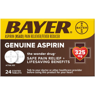 Bayer Aspirin Pain Reliever & Fever Reducer 325mg Coated Tablets 24ct (12 Pack) - Health Care > Over-the-Counter