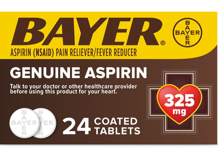 Bayer Aspirin Pain Reliever & Fever Reducer 325mg Coated Tablets 24ct (12 Pack) - Health Care > Over-the-Counter