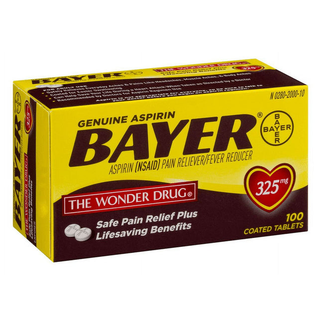 Bayer Genuine Aspirin Pain Fever Reducer Coated Tablets 325mg 100ct - Health Care > Over-the-Counter Medication & Relief