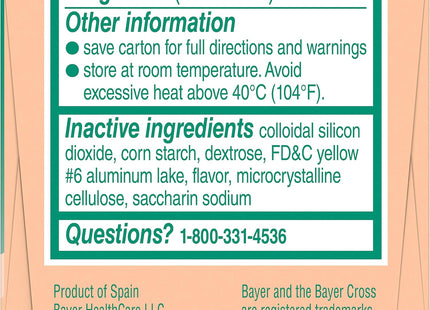 Bayer Low Dose Chewable 81mg Aspirin Tablets Pain Reliever Orange 36ct (6 Pack) - Health Care > Over-the-Counter