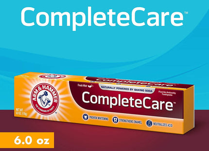 Arm & Hammer Complete Care, Stain Defense Fluoride Anticavity Toothpaste, 6 Ounce (Pack Of 12)