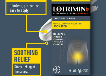 Lotrimin AF Clotrimazole Jock Itch and Athlete's Foot, Antifungal Treatment Cream, 12G Tube, 0.42 Ounce (Pack Of 2)