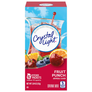 Crystal Light Fruit Punch Powdered Drink Mix, Sugar Free, Pitcher Packets 6 Count (Pack Of 6)