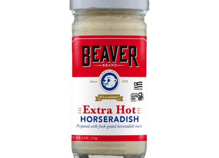 Beaver Extra Hot Horseradish fresh-grated horseradish roots 4oz (12 Pack) - Food & Beverages > Condiments Sauces