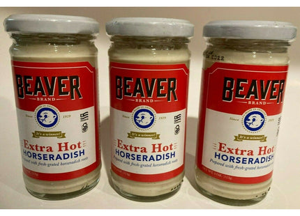 Beaver Extra Hot Horseradish fresh-grated horseradish roots 4oz (12 Pack) - Food & Beverages > Condiments Sauces