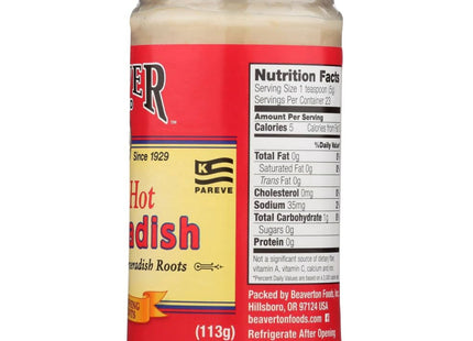 Beaver Extra Hot Horseradish fresh-grated horseradish roots 4oz (6 Pack) - Food & Beverages > Condiments Sauces