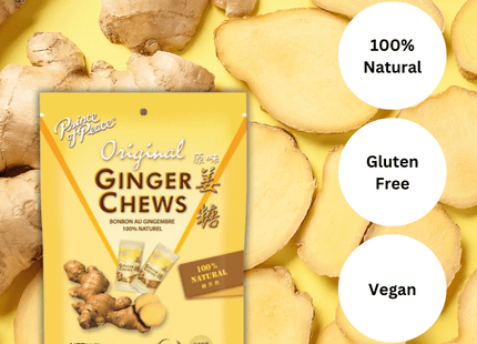 Prince of Peace 00% Natural Ginger Candy, Original Ginger Chews, Candied Ginger, 4 Ounce (Pack Of 5)