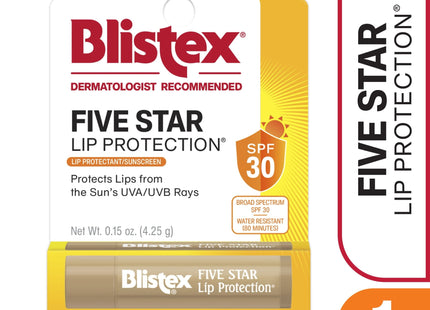 Blistex FiveStar Lip Protection SPF30 Balm Moisture Shield 0.15oz (2 Pack) - Personal Care > Skin Balms & Treatments