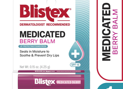 Blistex Medicated Barry Lip Balm Stick SPF15 Dry Cracked Lips 0.15oz (6 Pack) - Personal Care > Skin Balms & Treatments