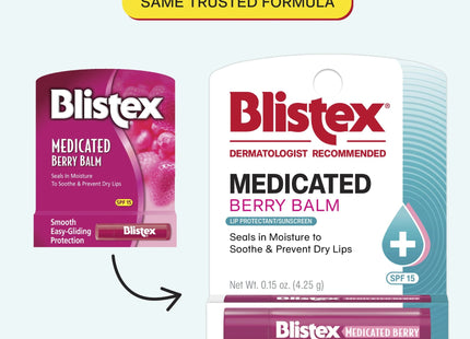 Blistex Medicated Barry Lip Balm Stick SPF15 Dry Cracked Lips 0.15oz (6 Pack) - Personal Care > Skin Balms & Treatments