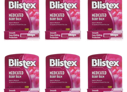 Blistex Medicated Barry Lip Balm Stick SPF15 Dry Cracked Lips 0.15oz (6 Pack) - Personal Care > Skin Balms & Treatments