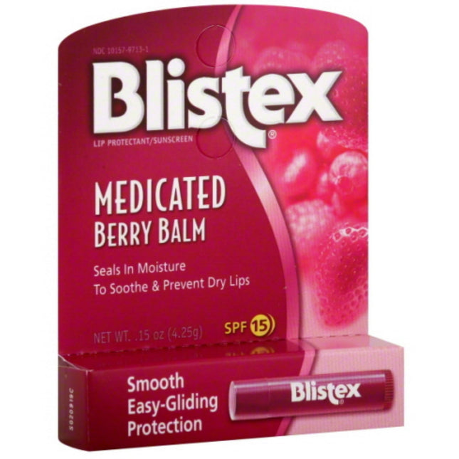 Blistex Medicated Barry Lip Balm Stick SPF15 Dry Cracked Lips 0.15oz (2 Pack) - Personal Care > Skin Balms & Treatments