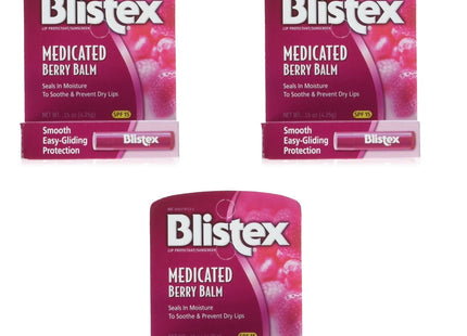 Blistex Medicated Barry Lip Balm Stick SPF15 Dry Cracked Lips 0.15oz (3 Pack) - Personal Care > Skin Balms & Treatments
