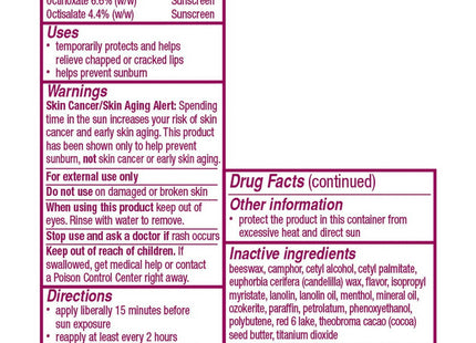 Blistex Medicated Barry Lip Balm Stick SPF15 Dry Cracked Lips 0.15oz (6 Pack) - Personal Care > Skin Balms & Treatments