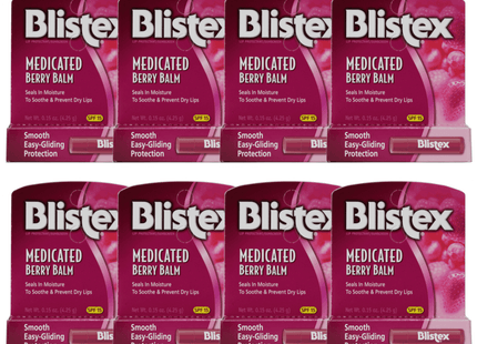Blistex Medicated Barry Lip Balm Stick SPF15 Dry Cracked Lips 0.15oz (8 Pack) - Personal Care > Skin Balms & Treatments