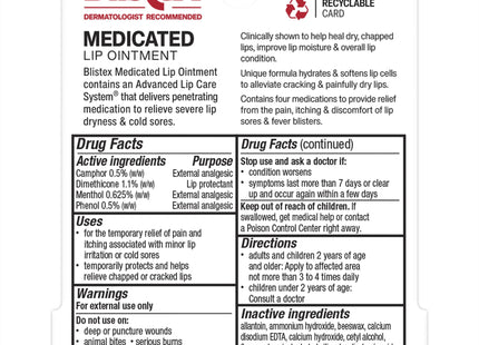 Blistex Medicated Lip Ointment Moisturizer Cold Sore Cream 0.21oz - Personal Care > Skin Balms & Treatments