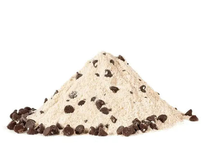 a pile of white and brown rice with chocolate chips