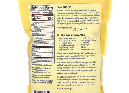 Bob’s Red Mill Gluten Free Sweet White Sorghum Flour 22oz - Food & Beverages > Baking Desserts Mixes