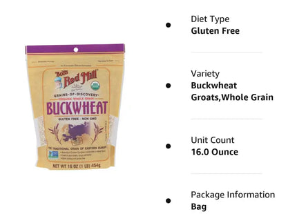 the bag of buck wheat is shown in the bottom left corner