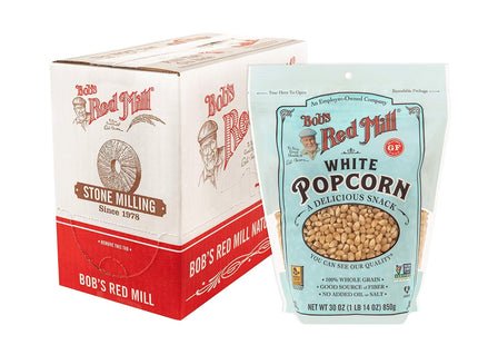 Bob’s Red Mill Resealable Whole Grain Snack Kernel White Popcorn 30oz (4 Pack) - Food & Beverages > Snacks