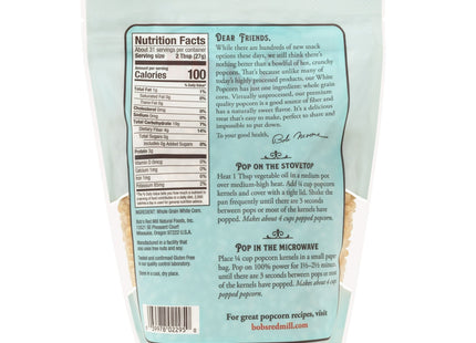 Bob’s Red Mill Resealable Whole Grain Snack Kernel White Popcorn 30oz - Food & Beverages > Snacks