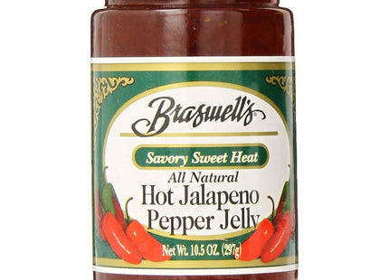 Braswell’s Hot Jalapeno Pepper Jelly Savory Sweet Heat Natural 10.5oz (2 Pack) - Food & Beverages > Jam Honey Spreads