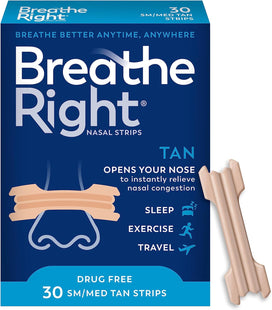 Breathe Right Nasal Strip to Stop Snoring Original Tan Small/Medium 30ct (4 Pack) - Health Care > Sleeping Aids Strips