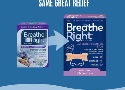 Breathe Right Nasal Strips Calming Lavender Extra Strength Tan 26ct (3 Pack) - Health Care > Sleeping Aids