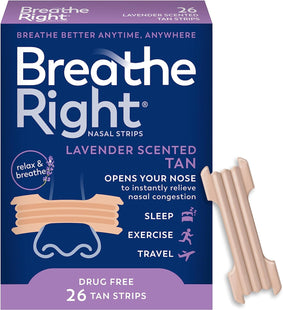 Breathe Right Nasal Strips Calming Lavender Extra Strength Tan 26ct (6 Pack) - Health Care > Sleeping Aids