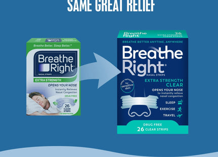 Breathe Right Nasal Strips Extra Strength Clear Sensitive Skin 26ct (12 Pack) - Health Care > Sleeping Aids