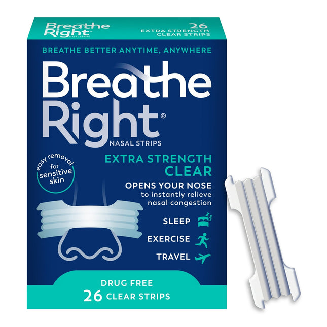 Breathe Right Nasal Strips Extra Strength Clear Sensitive Skin 26ct - Health Care > Sleeping Aids