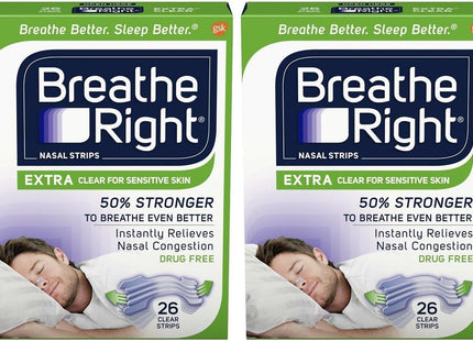 Breathe Right Nasal Strips Extra Strength Clear Sensitive Skin 26ct (4 Pack) - Health Care > Sleeping Aids