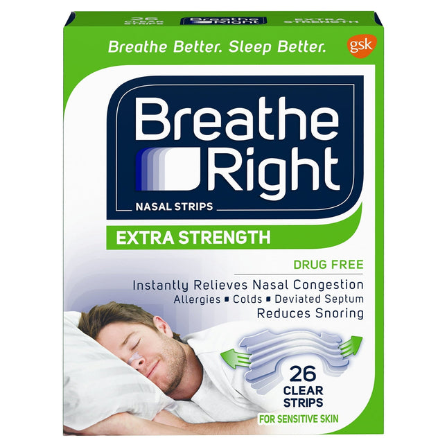 Breathe Right Nasal Strips Extra Strength Clear Sensitive Skin 26ct (4 Pack) - Health Care > Sleeping Aids