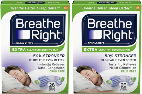 Breathe Right Nasal Strips Extra Strength Clear Sensitive Skin 26ct (2 Pack) - Health Care > Sleeping Aids