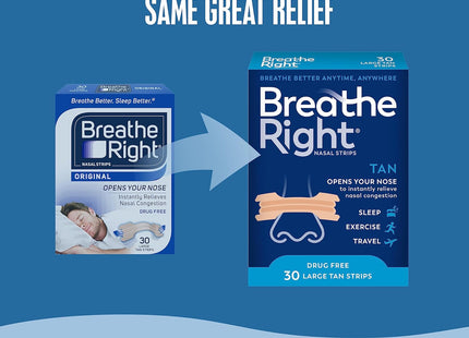 Breathe Right Nasal Strips to Stop Snoring Original Tan Large 30ct (12 Pack) - Health Care > Sleeping Aids