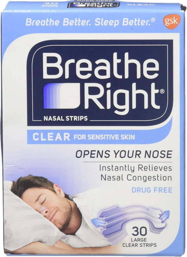 Breathe Right Original Clear Nasal Strips Sensitive Skin Large 30ct (24 Pack) - Health Care > Sleeping Aids