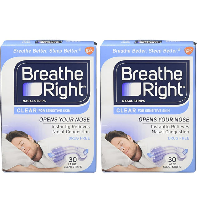 Breathe Right Original Clear Nasal Strips Sensitive Skin Large 30ct (2 Pack) - Health Care > Sleeping Aids