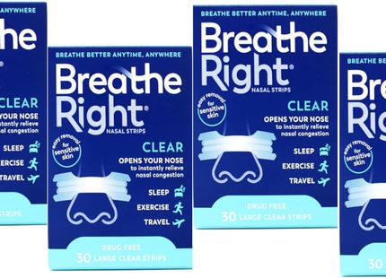 Breathe Right Original Clear Nasal Strips Sensitive Skin Large 30ct (4 Pack) - Health Care > Sleeping Aids