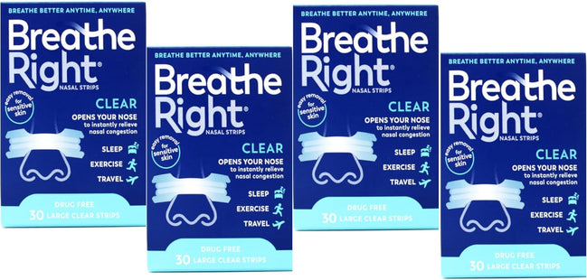 Breathe Right Original Clear Nasal Strips Sensitive Skin Large 30ct (4 Pack) - Health Care > Sleeping Aids