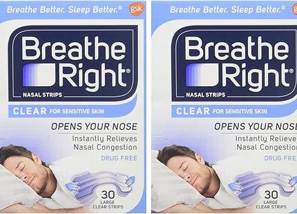 Breathe Right Original Clear Nasal Strips Sensitive Skin Large 30ct (5 Pack) - Health Care > Sleeping Aids