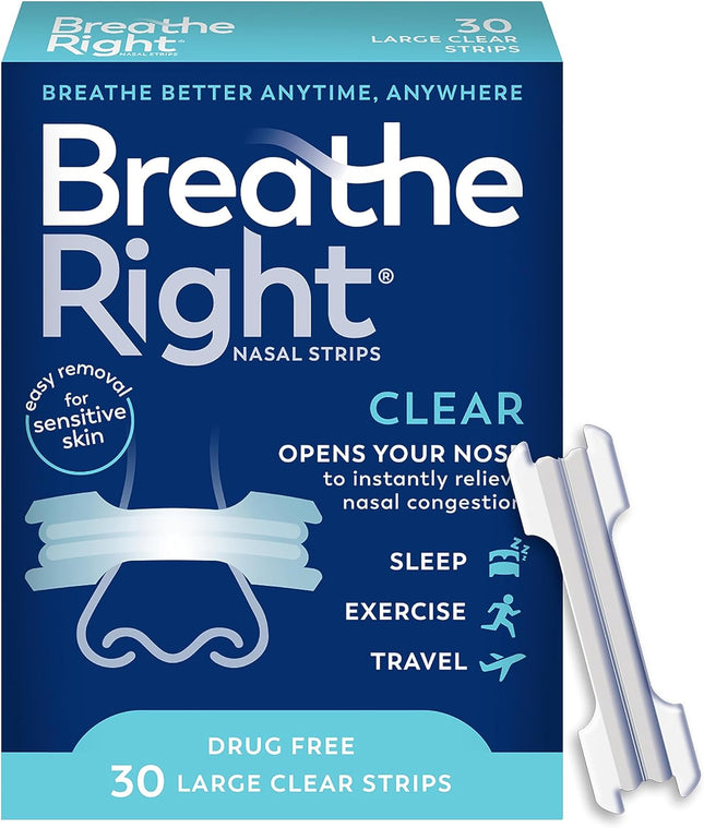 Breathe Right Original Clear Nasal Strips Sensitive Skin Large 30ct (6 Pack) - Health Care > Sleeping Aids