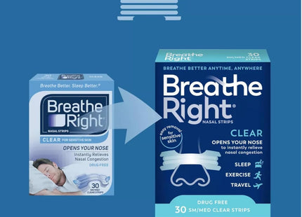 Breathe Right Original Nasal Strips Clear Small/ Medium 30ct (12 Pack) - Health Care > Sleeping Aids