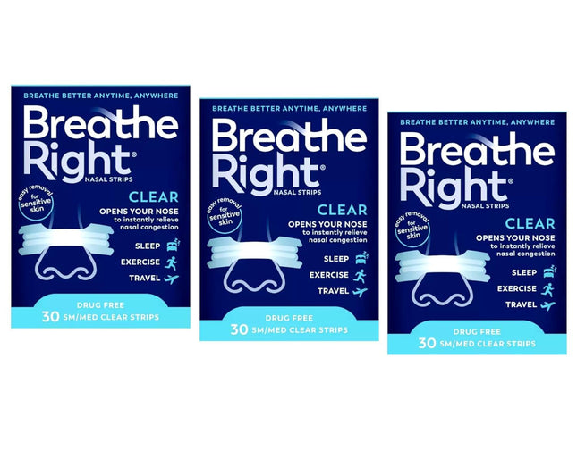 Breathe Right Original Nasal Strips Clear Small/ Medium 30ct (24 Pack) - Health Care > Sleeping Aids