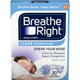 Breathe Right Original Nasal Strips Clear Small/ Medium 30ct (3 Pack) - Health Care > Sleeping Aids