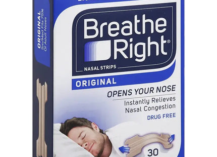 a close up of a box of breathe right nasal strips