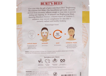 Burts Bees Brightening Biocellulose Gel Face Mask with Mandarin 1ct (2 Pack) - Personal Care > Skin Masks