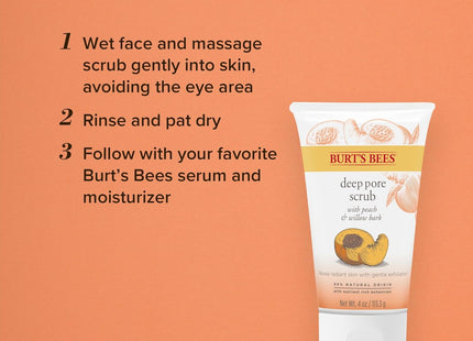 Burt’s Bees Deep Cleansing Pore Scrub with Peach and Willow Bark 4oz (2 Pack) - Personal Care > Skin Exfoliators &