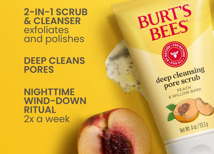 Burt’s Bees Deep Cleansing Pore Scrub with Peach and Willow Bark 4oz (2 Pack) - Personal Care > Skin Exfoliators &