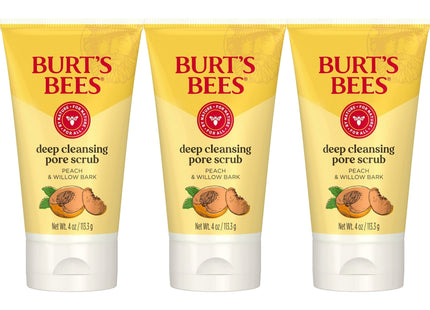 Burt’s Bees Deep Cleansing Pore Scrub with Peach and Willow Bark 4oz (3 Pack) - Personal Care > Skin Exfoliators &